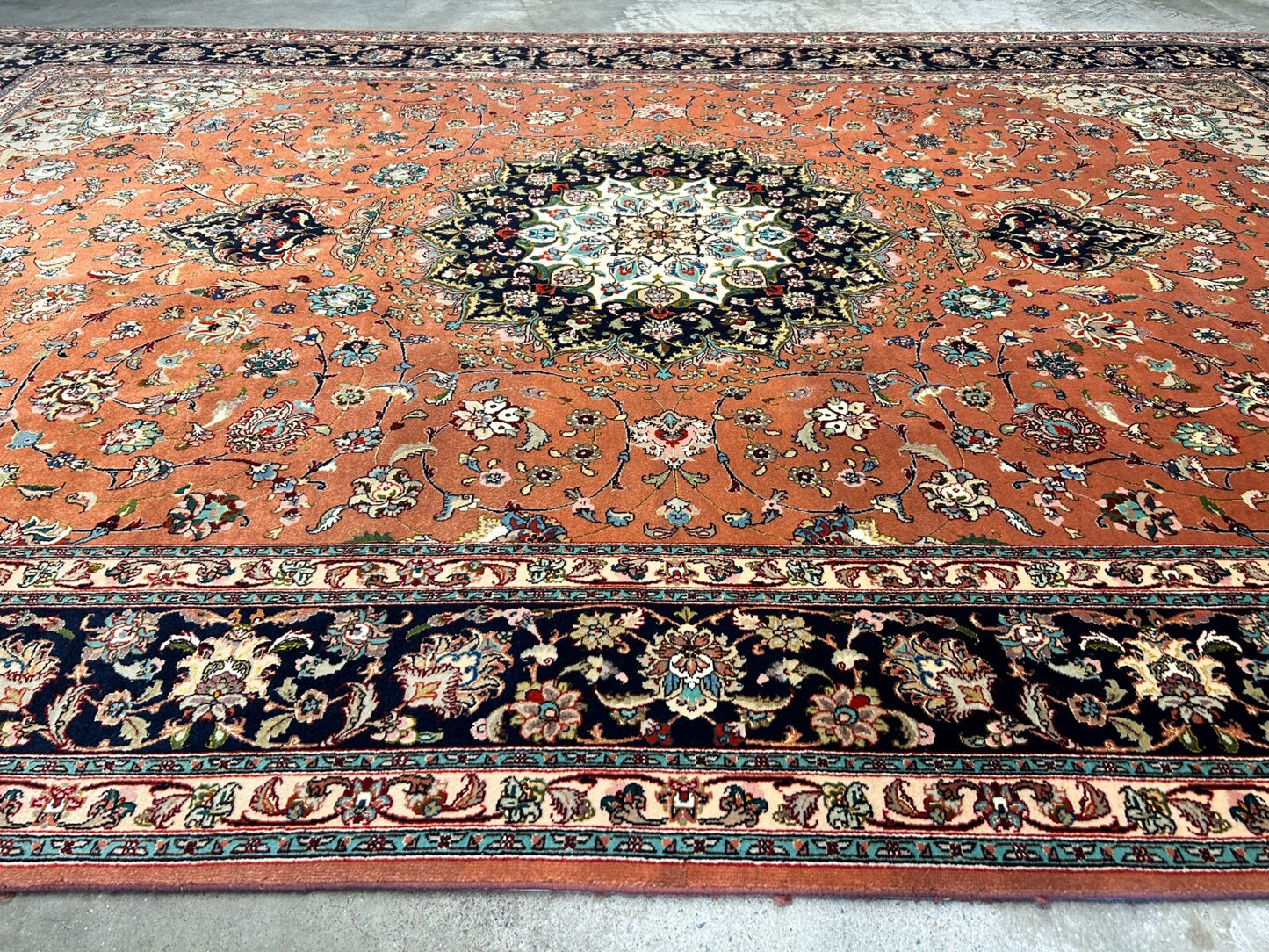 6'9"x10'2" Fine Hand-Knotted Wool & Silk Blend Tabrize Carpet - Area Rug