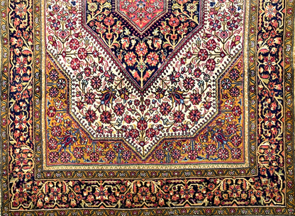 3'6"x5'0'' Fine Hand-Knotted Silk & Wool Qume Area Rug - Area Carpet