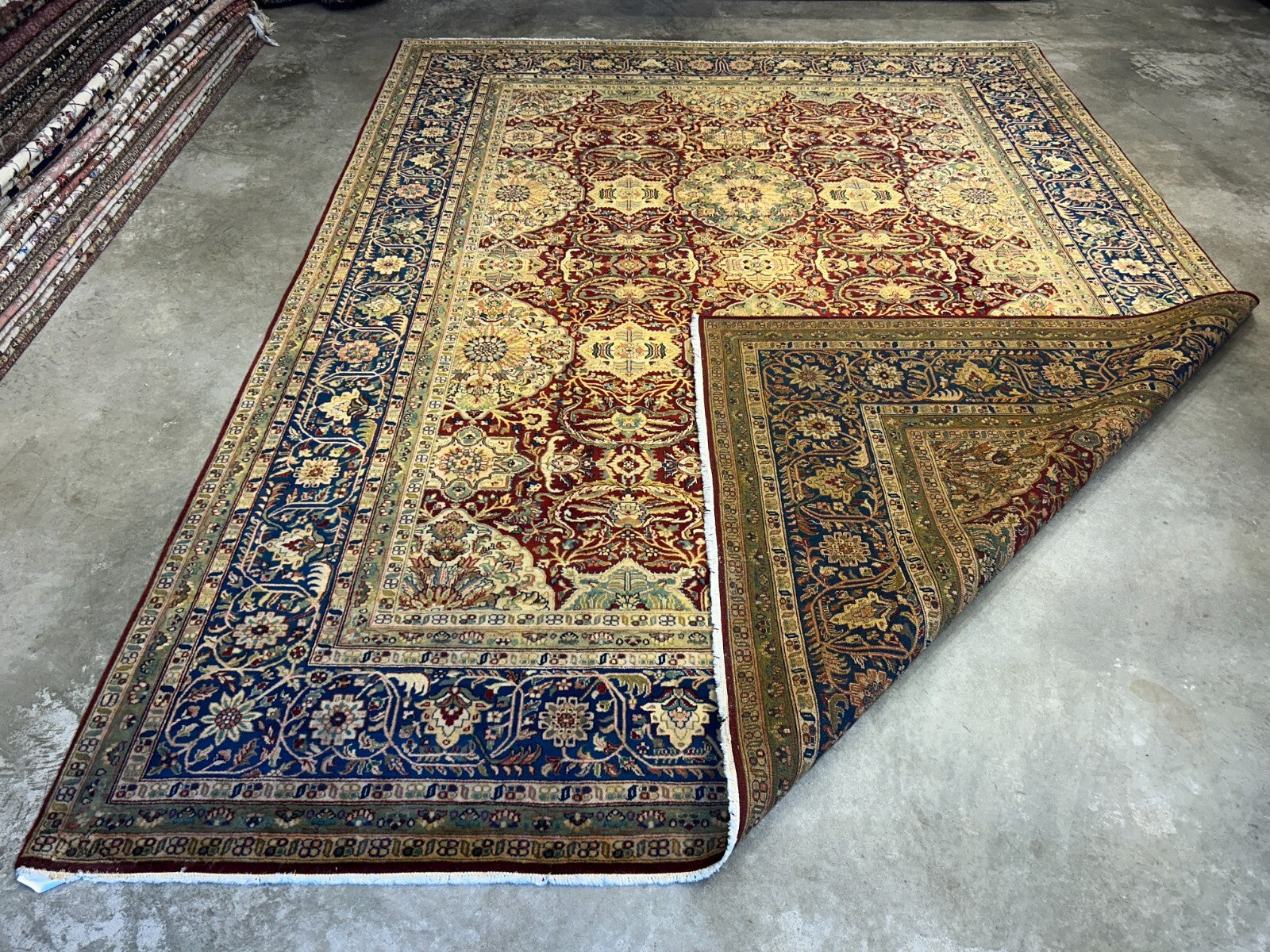 9'1"x12'3" Very Fine Hand-Knotted 100% Fine Wool Pile IndoTabriz Rug