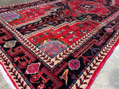 4'11" x 10'0" Hand-Knotted 100% Lamb Wool Pile Hamadane Area Rug - Carpet