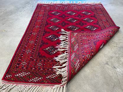 3'8"x4'8" Hand-Knotted 100% Wool Pile Bokhara Rug - Carpet