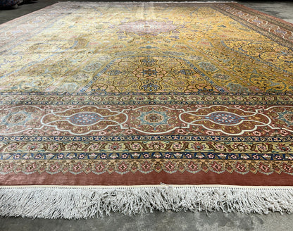 9'8"x12'11" Exquisite Signed Hand-Knotted 100% Silk Qume Rug