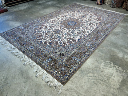 6'9"x10'6" Very Fine Hand-Knotted Wool & Silk Isfahane Rug - Area Carpet
