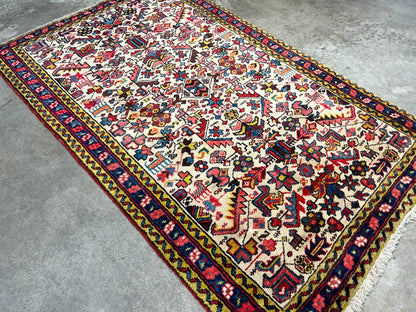 3'2"x5' Antique Hand-Knotted 100% Wool Pile Herize Bakhshayesh Rug