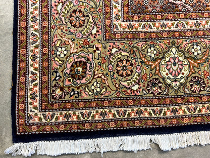 6'7"x9'7" Fine Hand-Knotted Wool & Silk Blend Tabrize Mahi Carpet - Area Rug