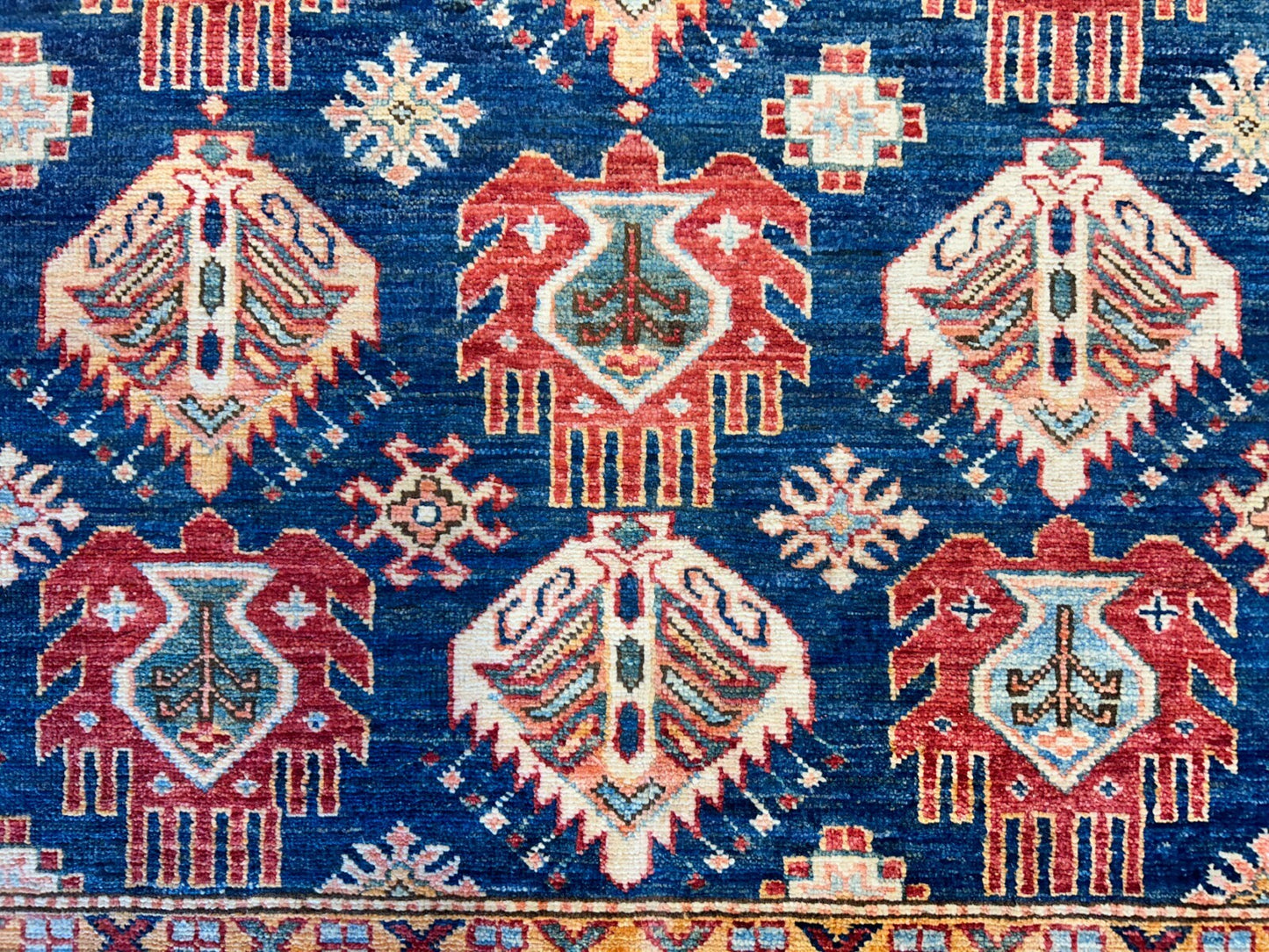 8'9"x11'11" Hand-Knotted 100% Wool Pile Kazak Design Carpet - Area Rug