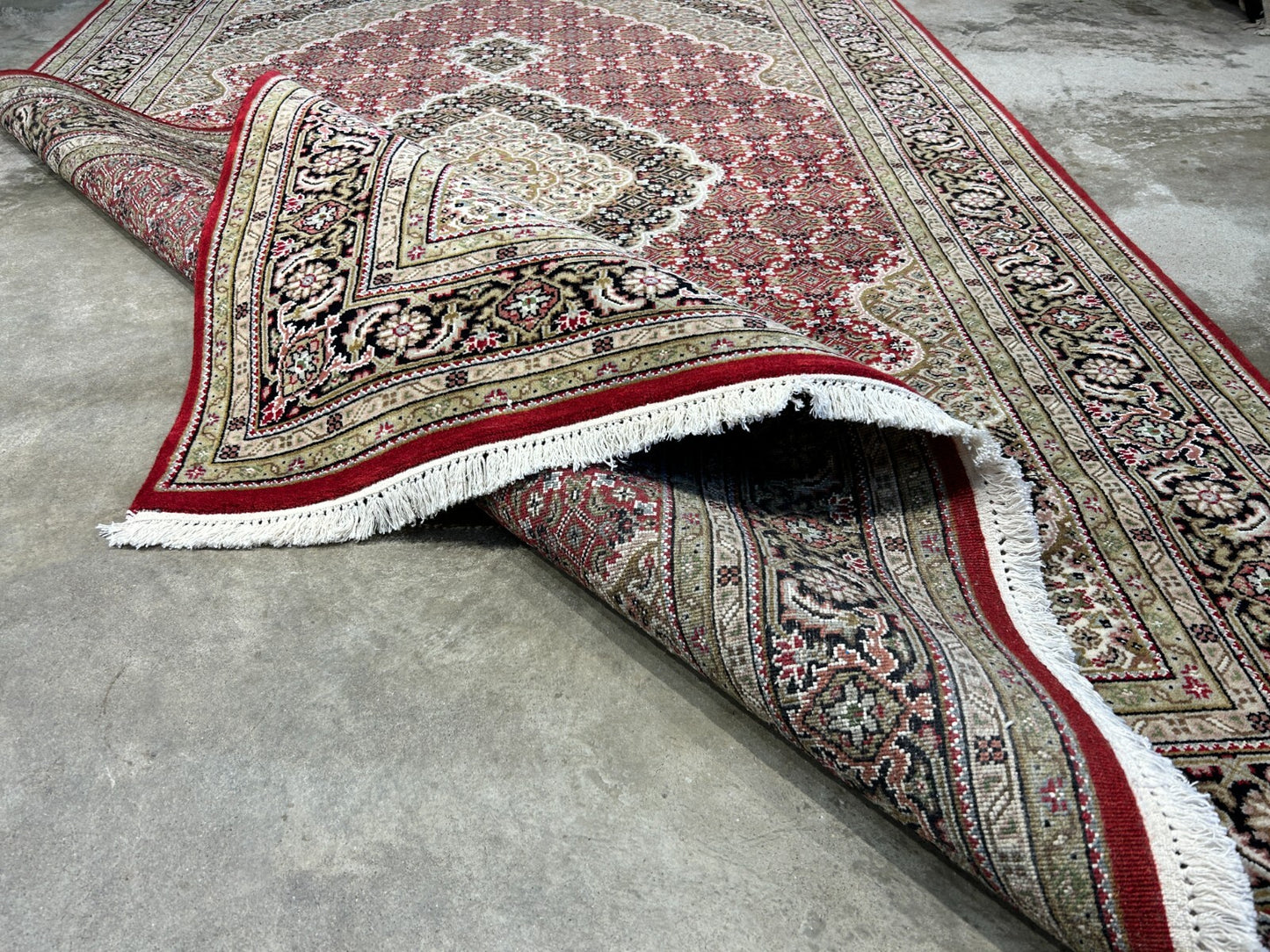 6'1"x8'9" Hand-Knotted 100% Wool Pile Tabrize Design Carpet - Area Rug