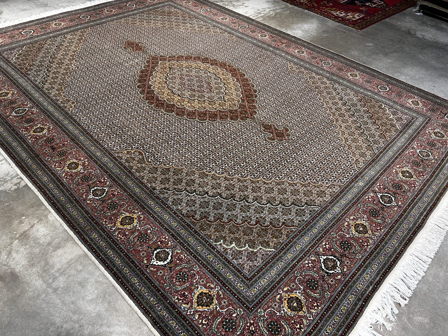 8'3"x11'1" Hand-Knotted Silk & Wool Tabrize Fish Style  Rug - Carpet