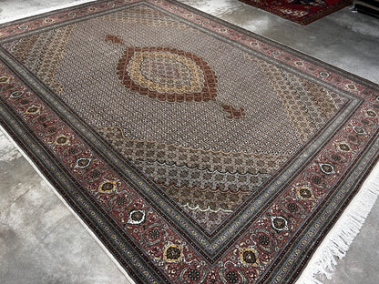 8'3"x11'1" Hand-Knotted Silk & Wool Tabrize Fish Style  Rug - Carpet