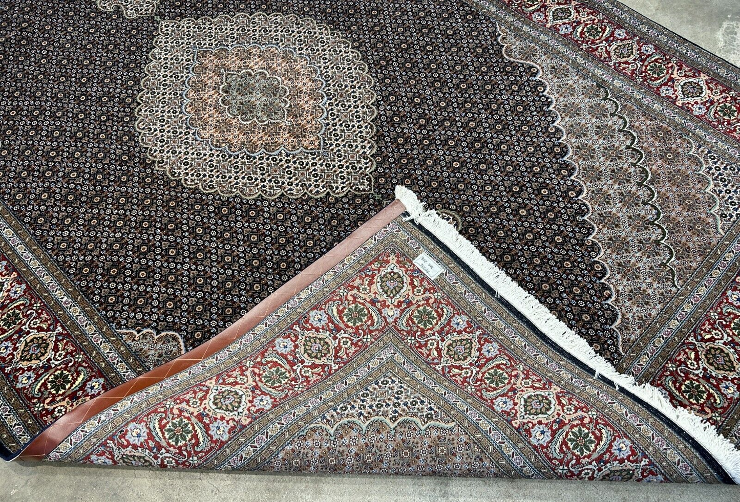 6'7"x9'10" Fine Hand-Knotted Wool & Silk Blend Tabrize Mahi Carpet - Area Rug