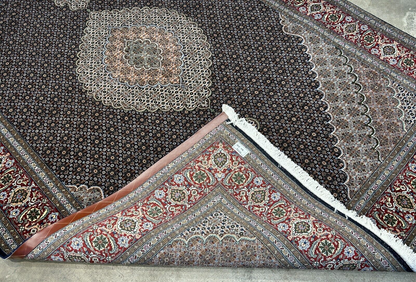 6'7"x9'10" Fine Hand-Knotted Wool & Silk Blend Tabrize Mahi Carpet - Area Rug