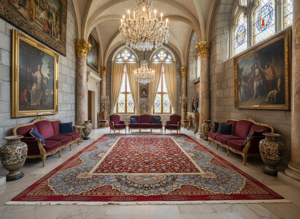 9'8"x13'6" Exquisite Signed Hand-Knotted 100% Silk Qume Rug