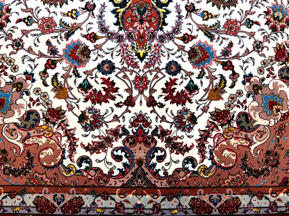 8'4"x11'7'' Very Fine Hand-Knotted Silk & Wool Tabrize Area Rug - Carpet