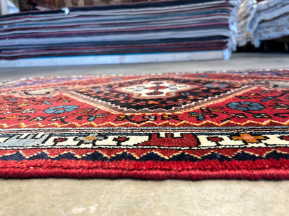 2'10"x4'2" Hand-Knotted 100% Wool Pile Hamadane Rug