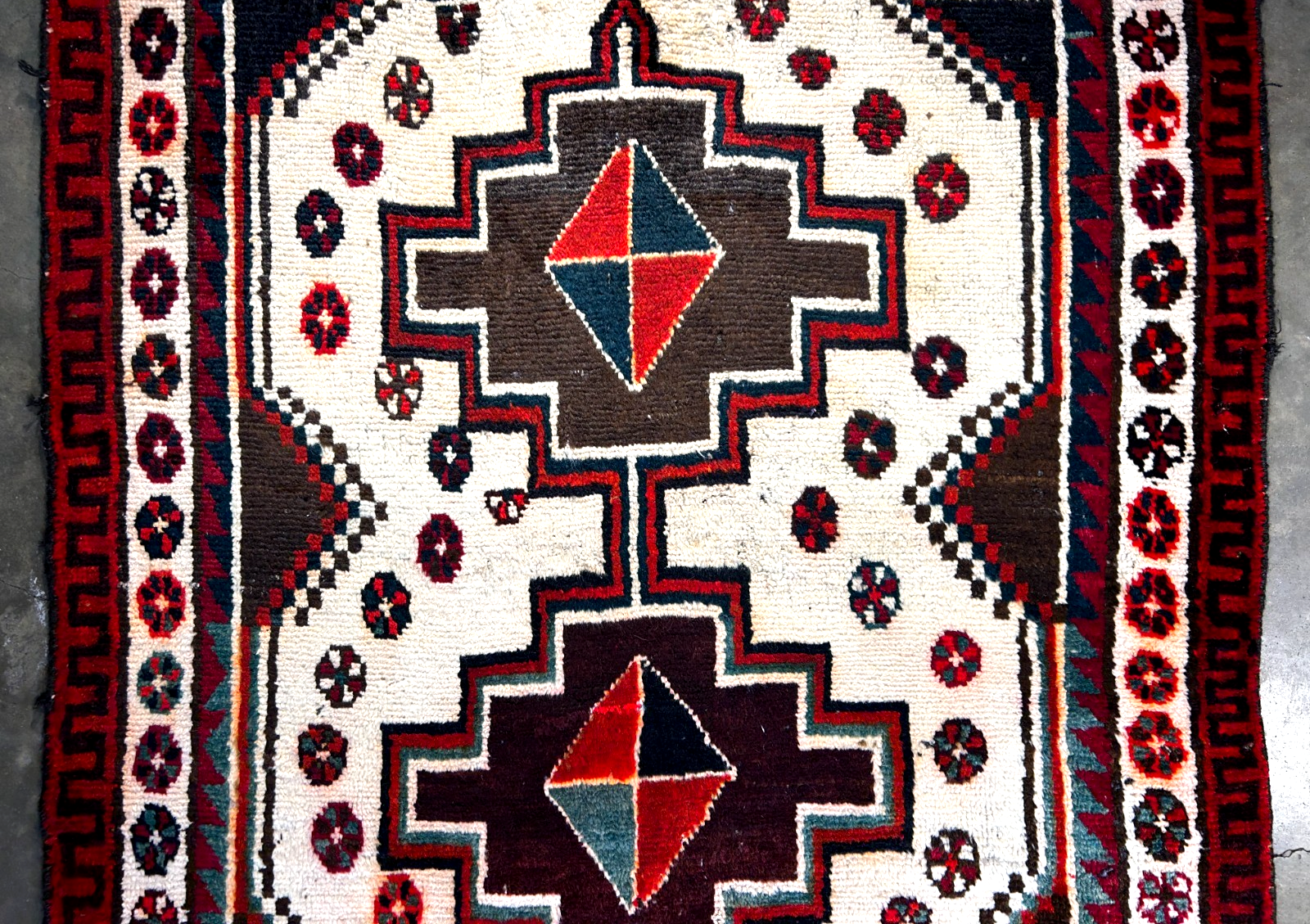 4'3" x 6'7" Hand-Knotted 100% Wool Pile Hamadane Area Rug - Carpet