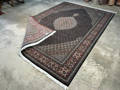 6'7"x9'10" Fine Hand-Knotted Wool & Silk Blend Tabrize Mahi Carpet - Area Rug