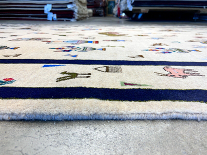 6'3"x9'4" Hand-Knotted 100% Wool Pile Gabeh Carpet - Area Rug