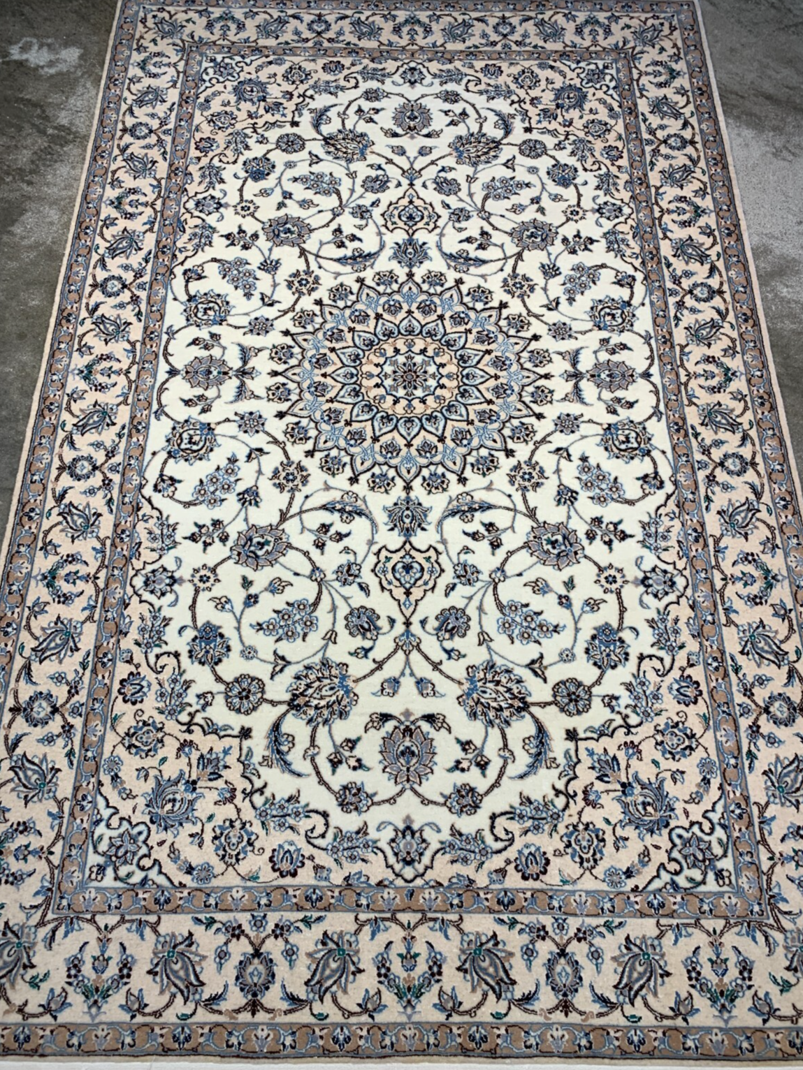 4'x6'4" Fine Hand-Knotted Wool & Silk Blend Naine Carpet - Area Rug