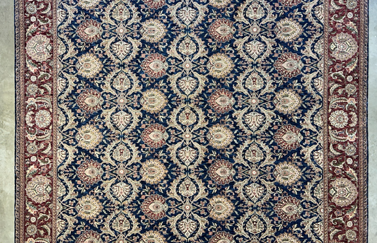 9'x12'2" Hand-Knotted 100% Wool Pile Oriental Rug