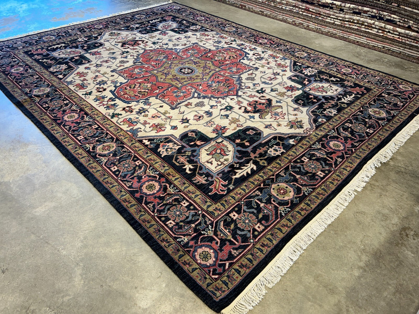 9'x11'10" Hand-Knotted 100%  Wool Pile IndoHeriz Rug