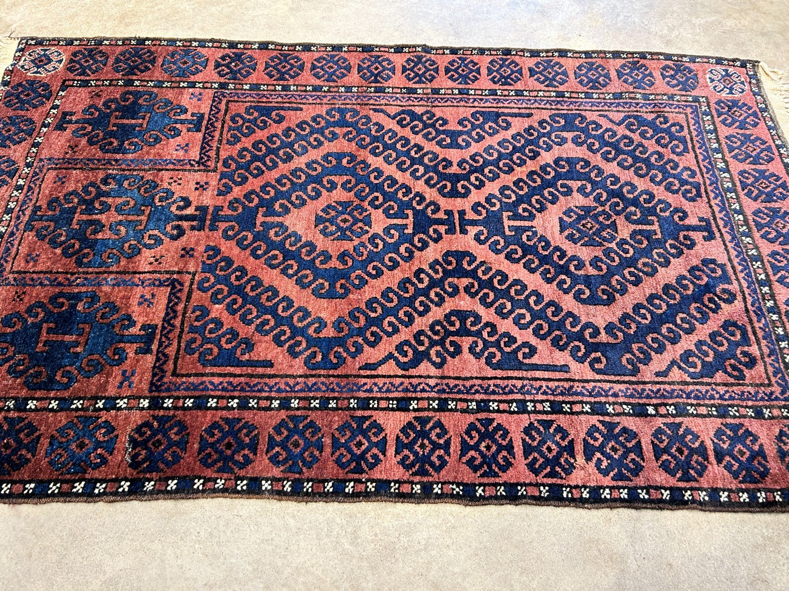 3'x4'6" Antique Hand-Knotted 100% Wool Pile Balouchi Rug