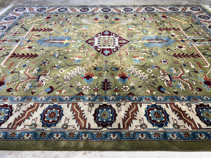 8'10"x11'8" Hand-Knotted 100% Wool Pile Oriental Rug