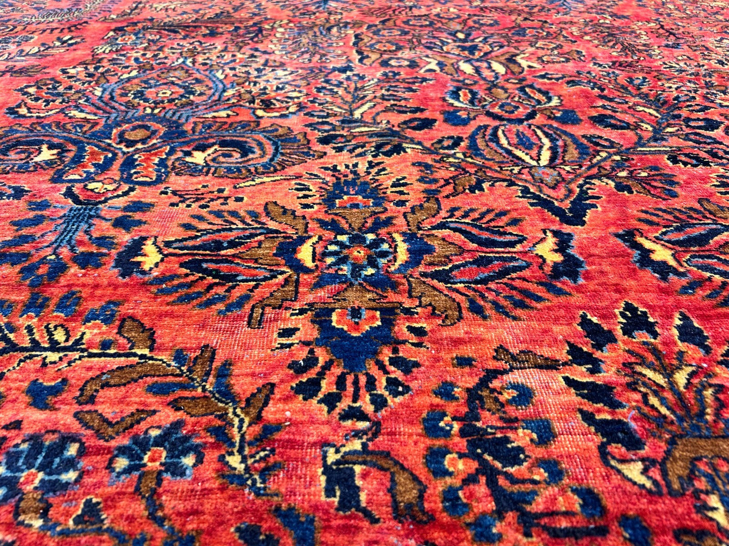 9'2"x11'4" Antique Fine Lamb Wool Sarouke Mohajeran Rug Hand-knotted Carpet