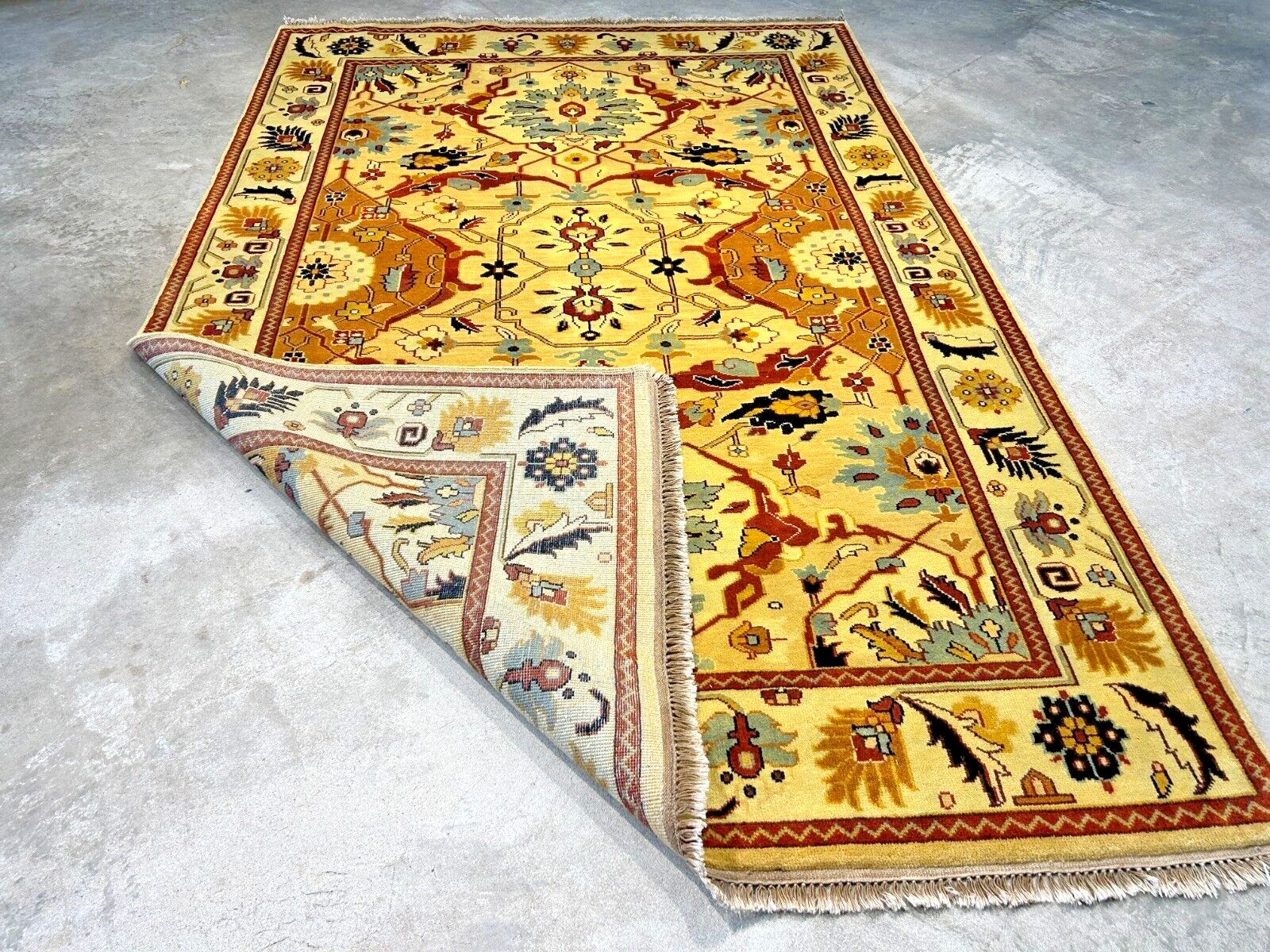 6'2"x9'0" Hand-Knotted 100% Wool Pile Indian Bakhsayeshe Carpet - Area Rug