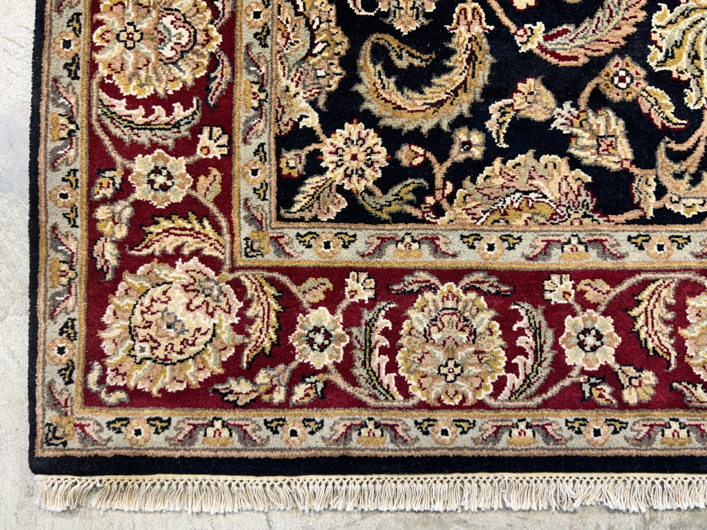 6'2"x9'4'' Hand-Knotted 100% Wool Pile Indo-Agra Area Rug - Area Carpet