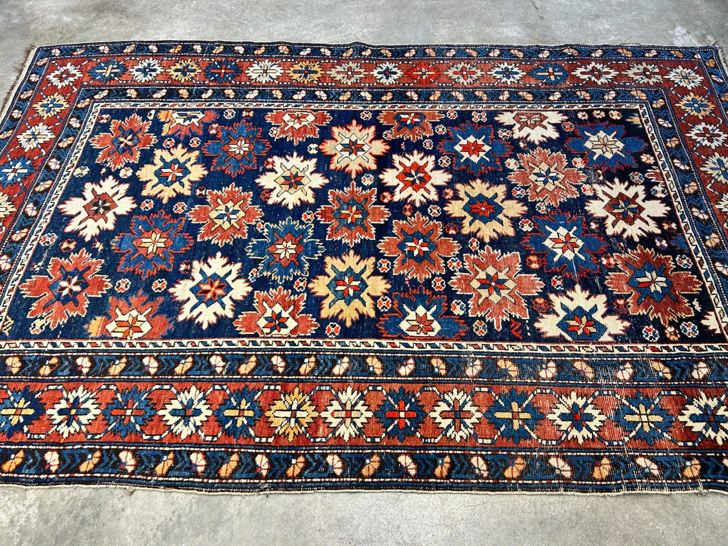 Collector Item -  4'x6'3" Antique Hand-Knotted 100% Wool Pile Kazak Rug