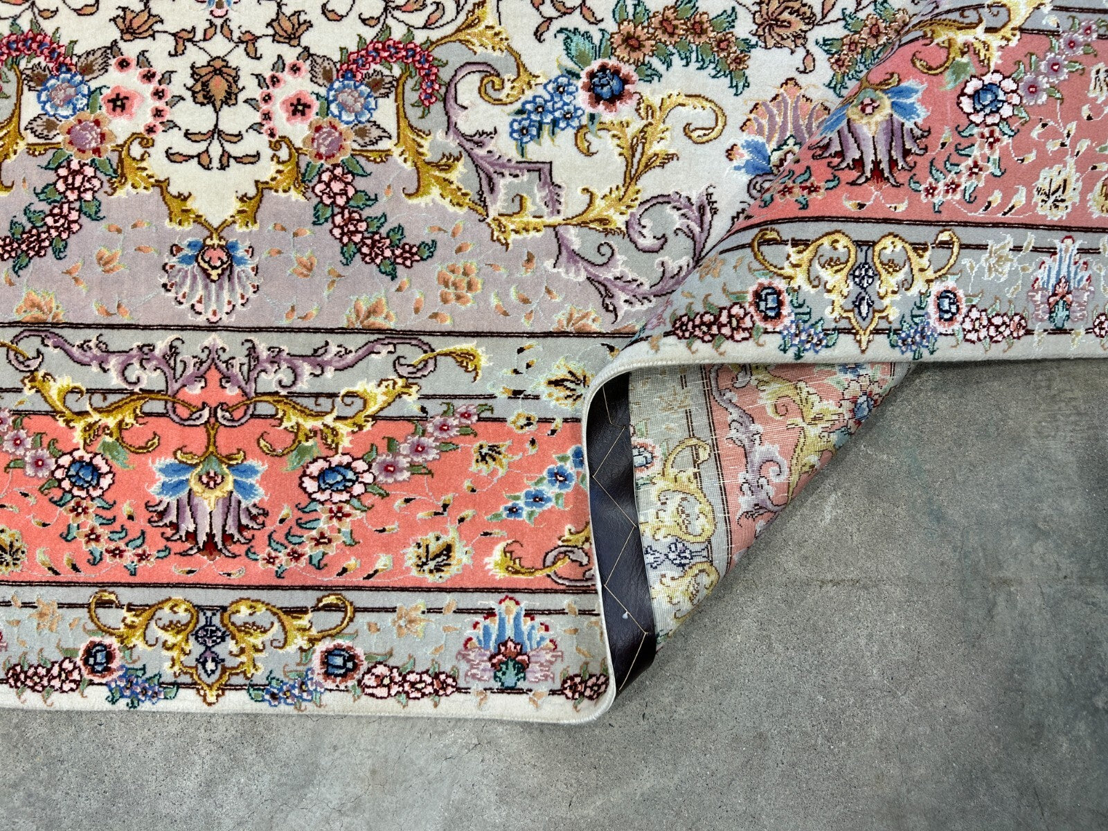 6'8"x10'3" Extra-Fine Signed Hand-Knotted Wool & Silk Tabrize Rug - Area Carpet