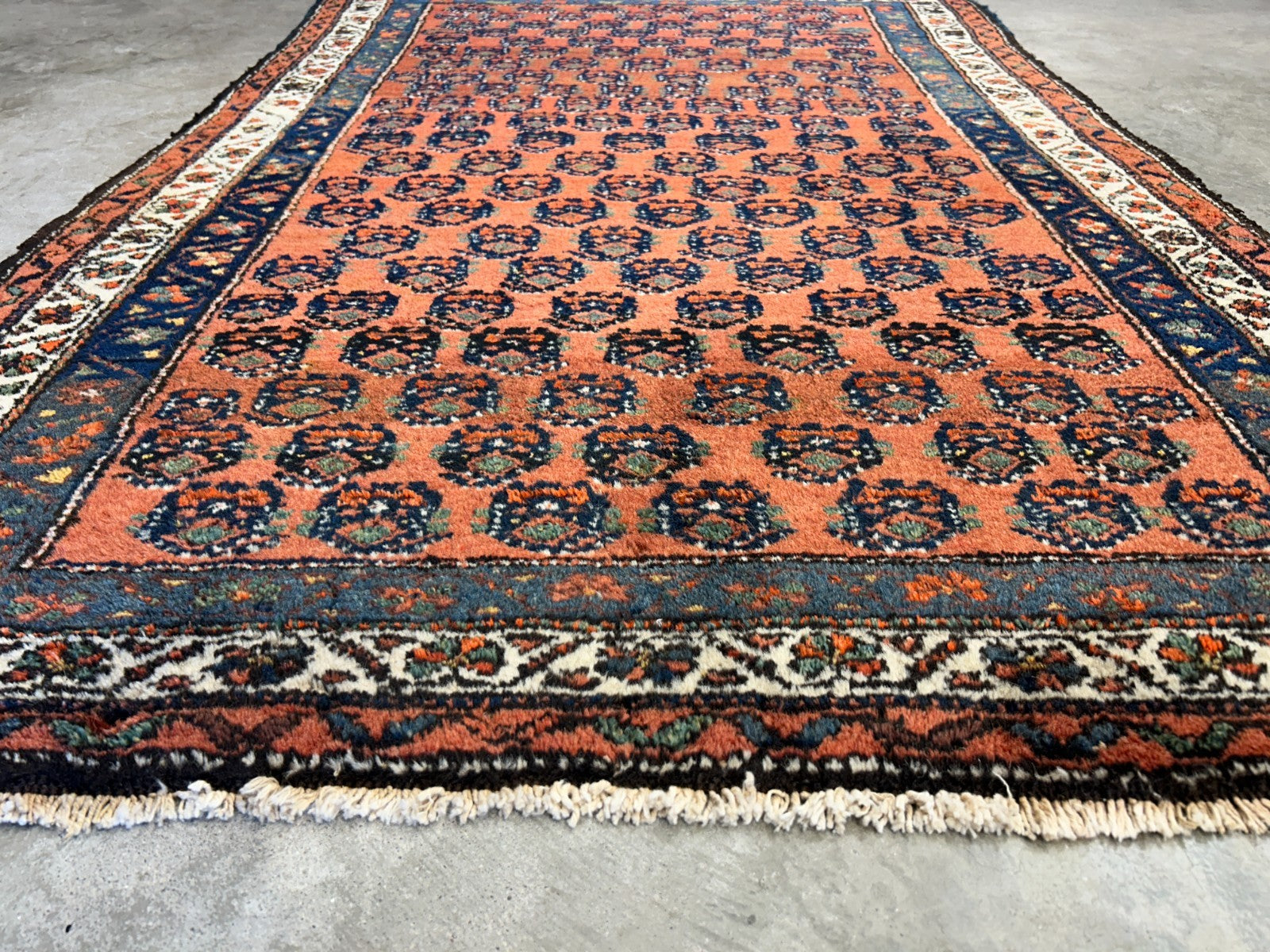 3'9"x5'9" Antique Hand-Knotted 100% Wool Pile Hamadane Area Rug - Carpet