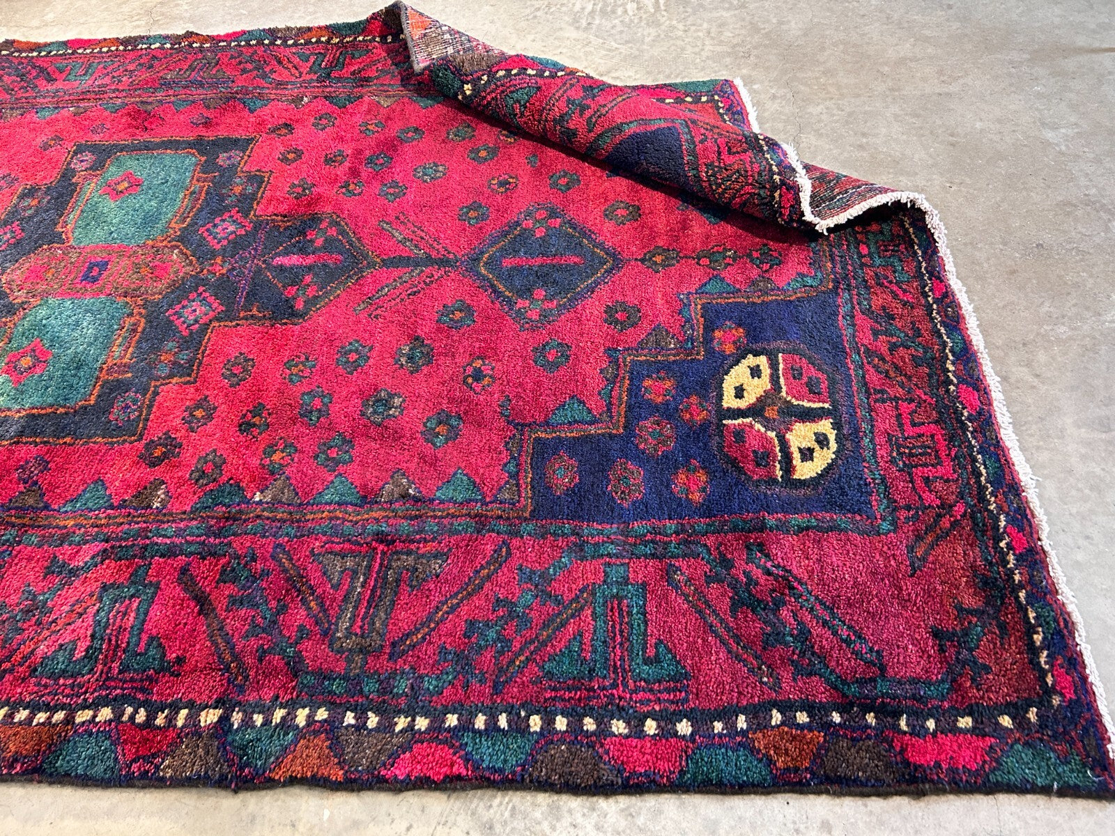 4'10" x 8'10" Hand-Knotted 100% Wool Pile Hamadane Area Rug - Carpet