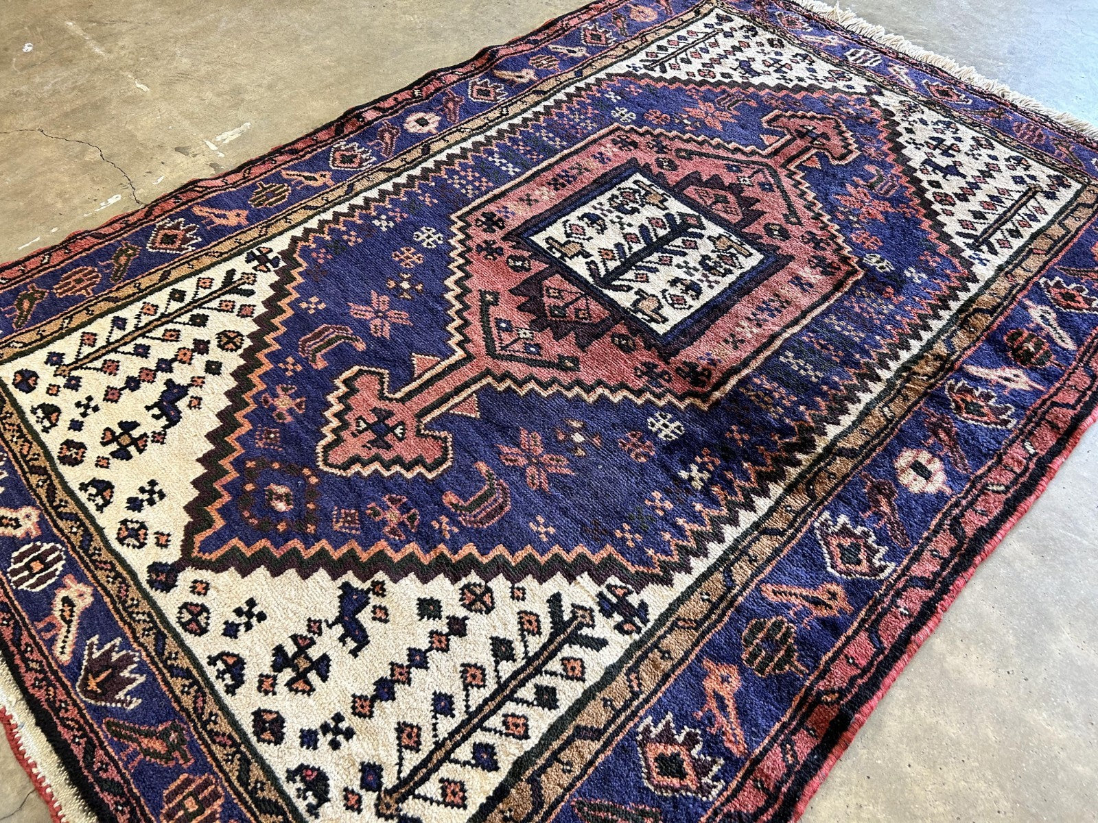 3'4"x5' Hand-Knotted 100% Wool Pile Herize Area Rug - Carpet