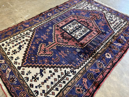 3'4"x5' Hand-Knotted 100% Wool Pile Herize Area Rug - Carpet
