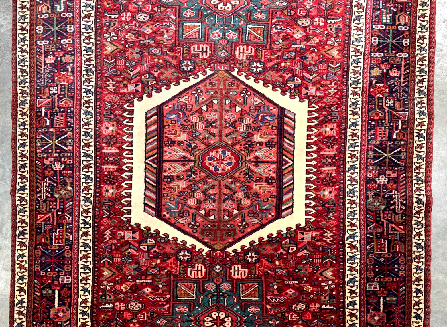 4'10"x6'4" Antique Hand-Knotted Karaja Geometric Area Rug Carpet
