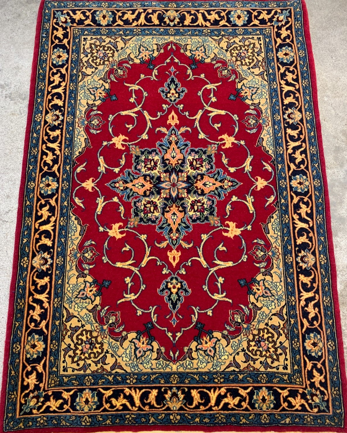 2'4"x3'5" Very Fine Hand-Knotted Wool & Silk Blend Isfahane Carpet - Area Rug