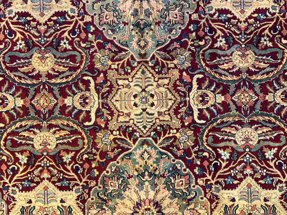 9'1"x12'3" Very Fine Hand-Knotted 100% Fine Wool Pile IndoTabriz Rug