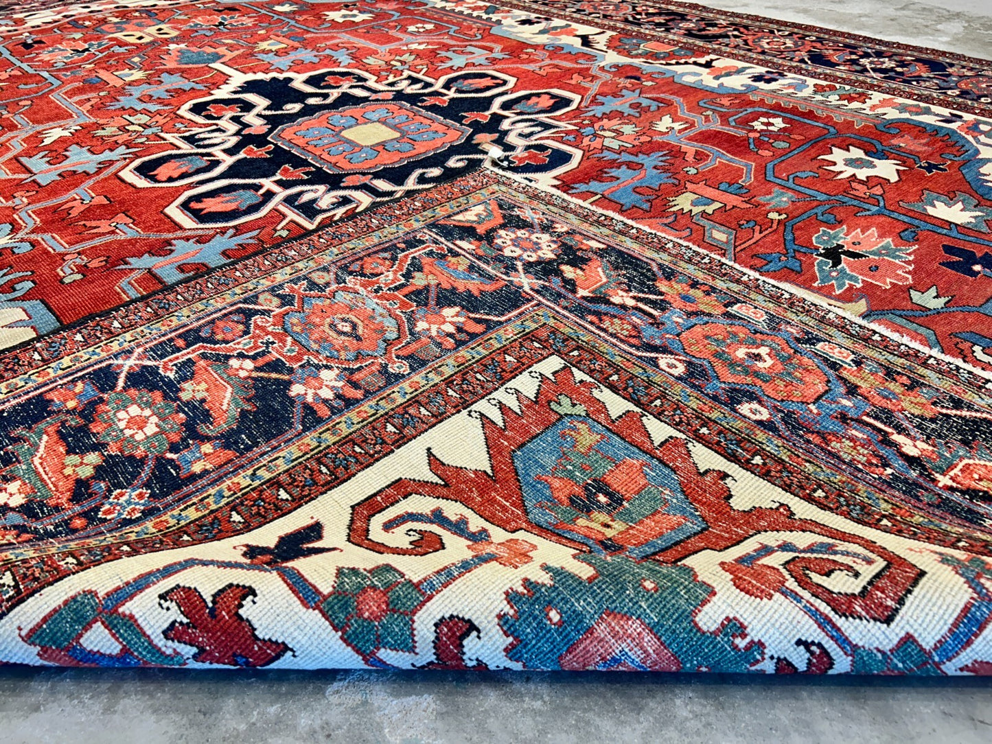 Collector Item - 9'x11'6" Hand-Knotted 100% Wool Pile Serapie Carpet - Area Rug