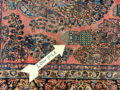 8'11"x11'8" Antique Fine Lamb Wool Sarouke Rug Hand-knotted Carpet