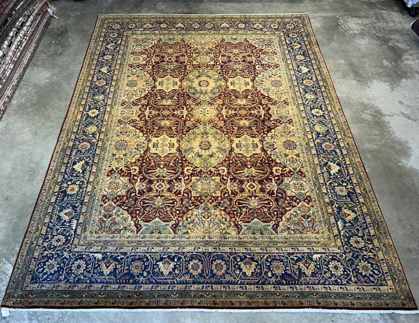 9'1"x12'3" Very Fine Hand-Knotted 100% Fine Wool Pile IndoTabriz Rug