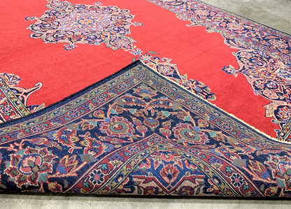 Collector Item - 4'6"x6'10" Hand Knotted Antique Fine Wool Pile Kashane Rug