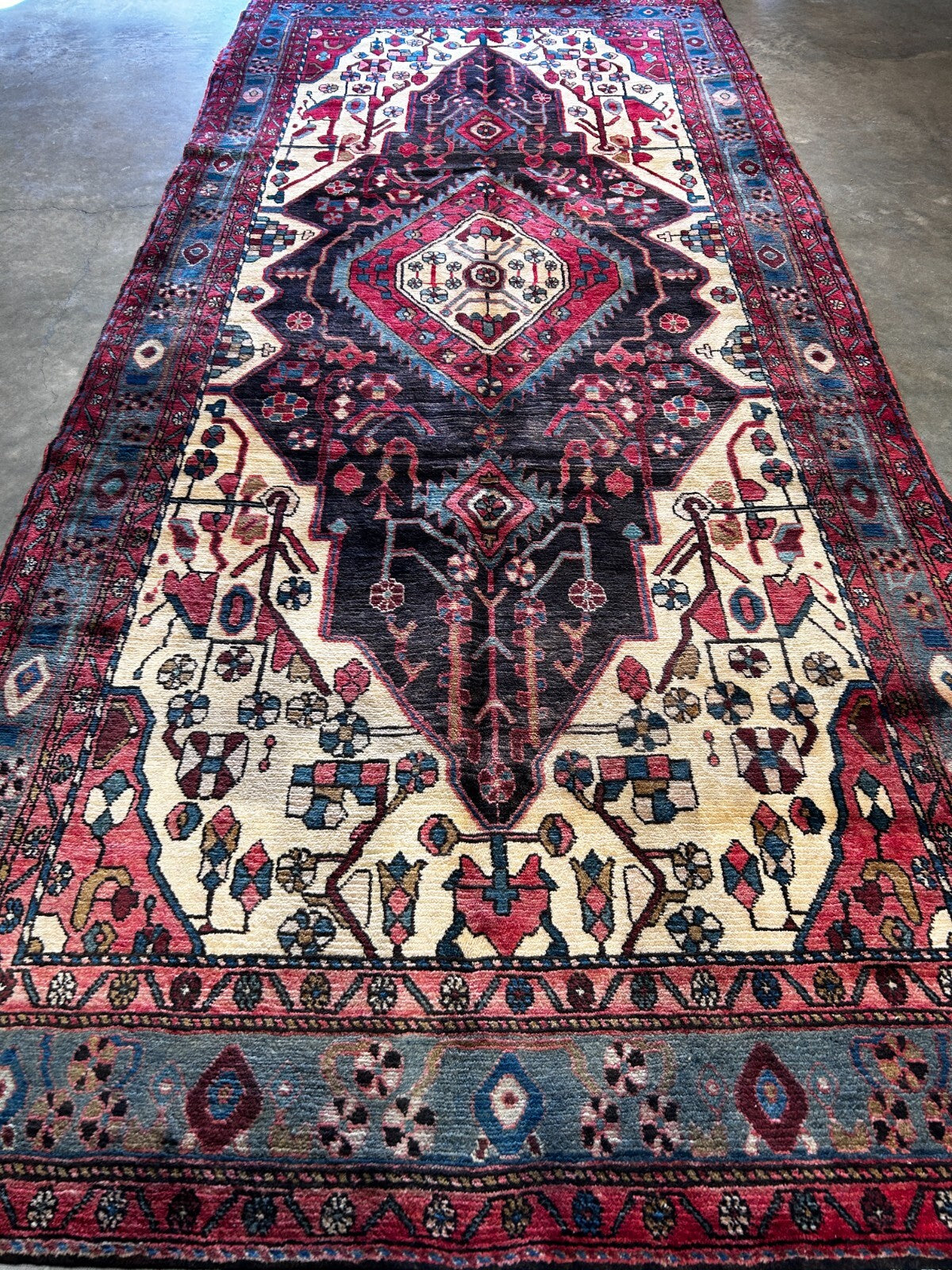 4'11" x 11'4'' Hand-Knotted 100% Lamb Wool Pile Nahavande Area Rug - Carpet