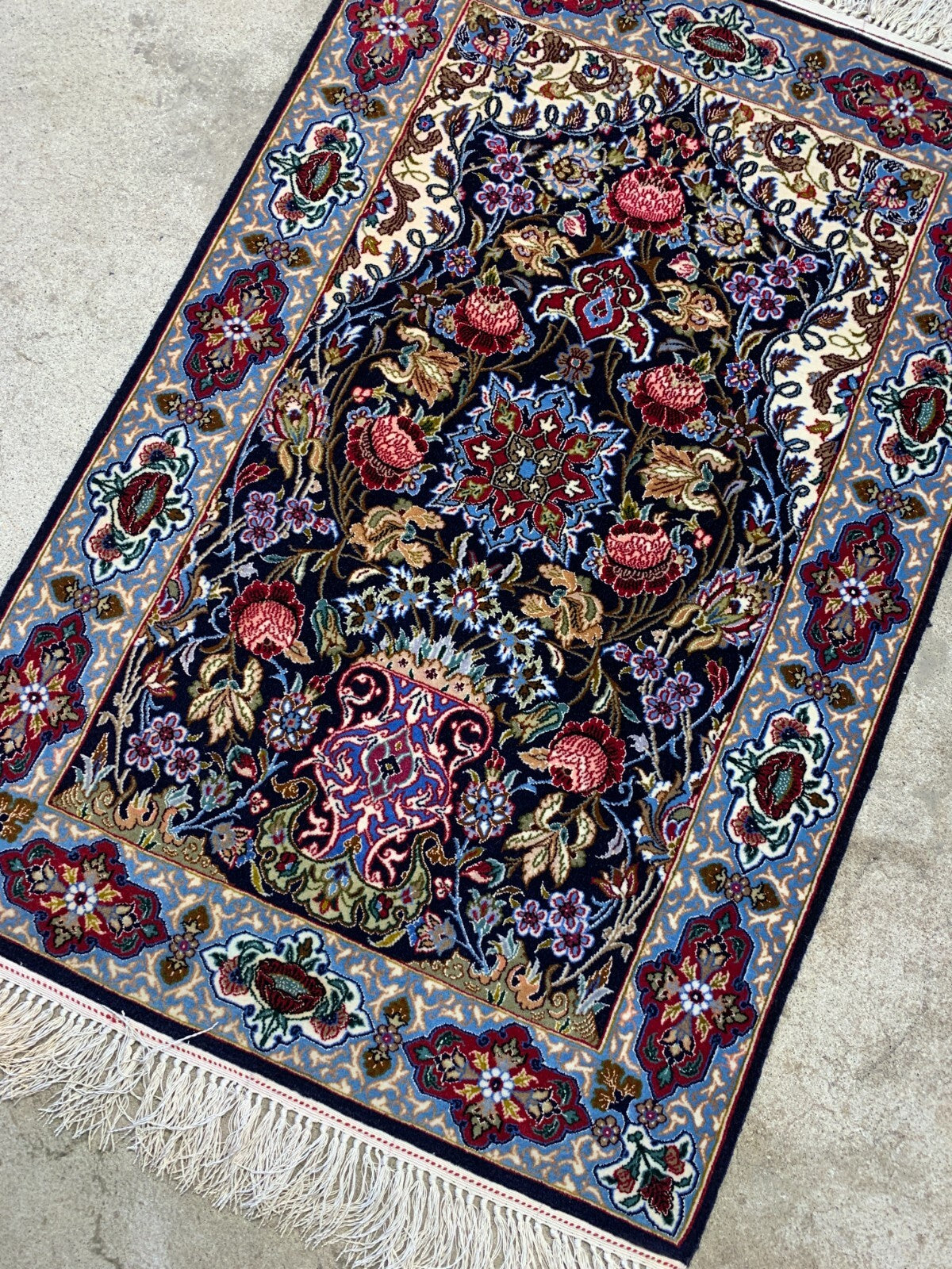 2'3"x3'6" Hand-Knotted Silk & Wool Esfahane Carpet - Area Rug
