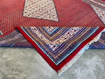 8'5"x12'1" Hand-Knotted 100% Wool Pile Hamadane Rug