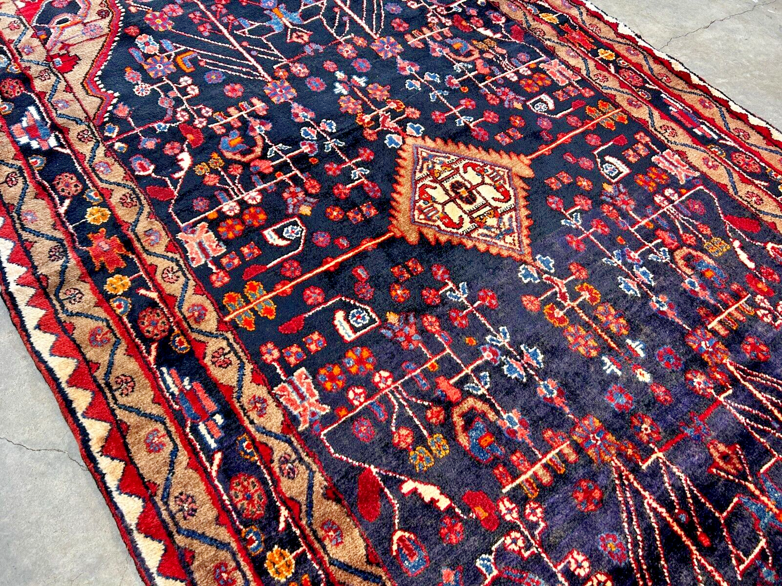 5'5" x 10'4" Hand-Knotted 100% Wool Pile Nahavande Area Rug