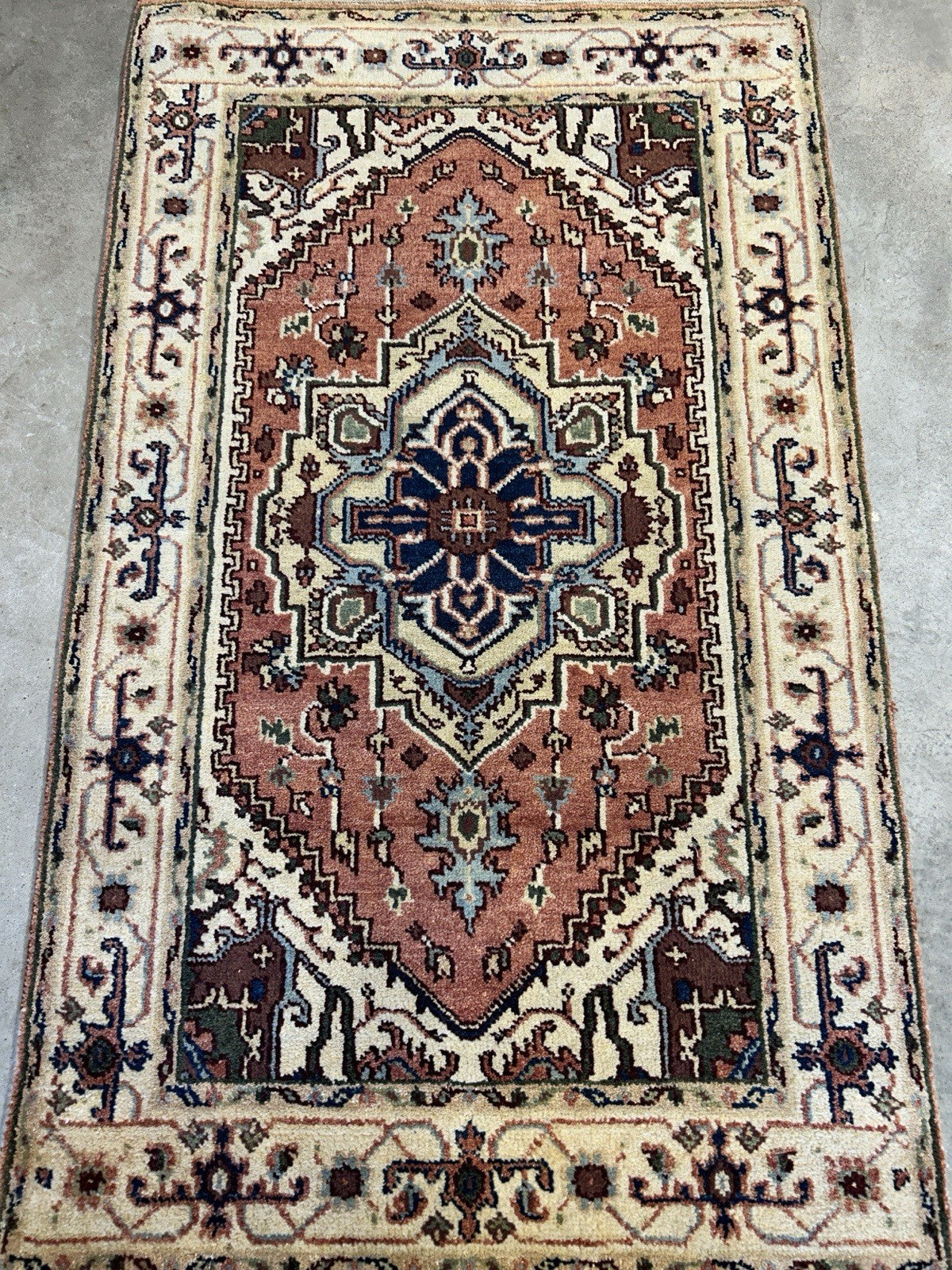 3’x5’ Hand-Knotted 100% Wool Indoserapi Area Rug - Carpet