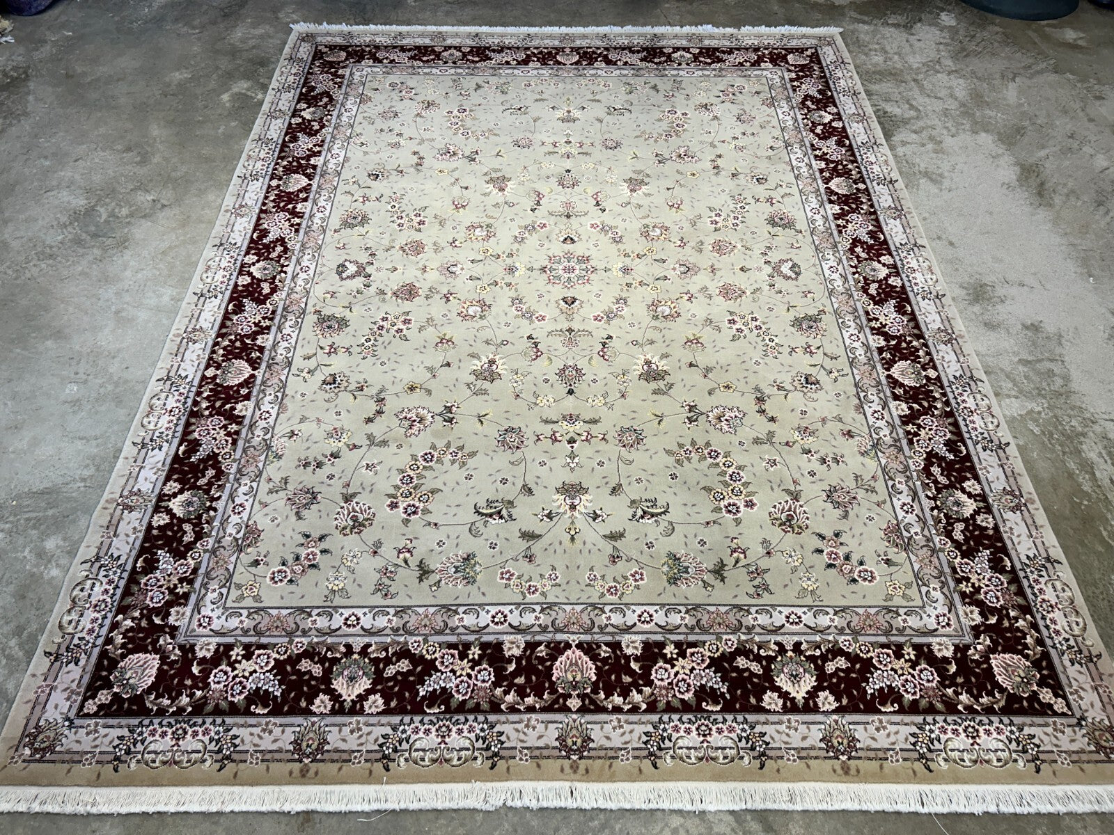 9'x12' Hand-Knotted Wool & Silk Pile Sinopersian Carpet - Area Rug