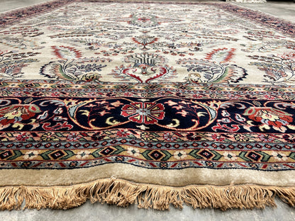 9'1"x12'1" Hand-Knotted 100% Lamb Wool Sarouke Design Carpet - Area Rug