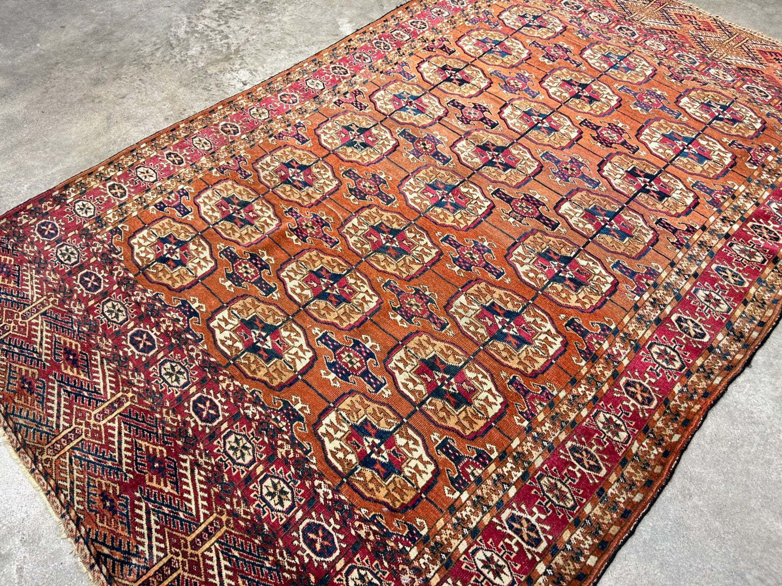 3'10"x6' Antique Hand-Knotted 100% Wool Pile Turkman Bokhara Rug